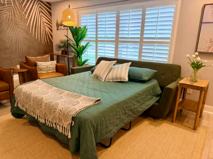 Sleeper sofa in cozy corner